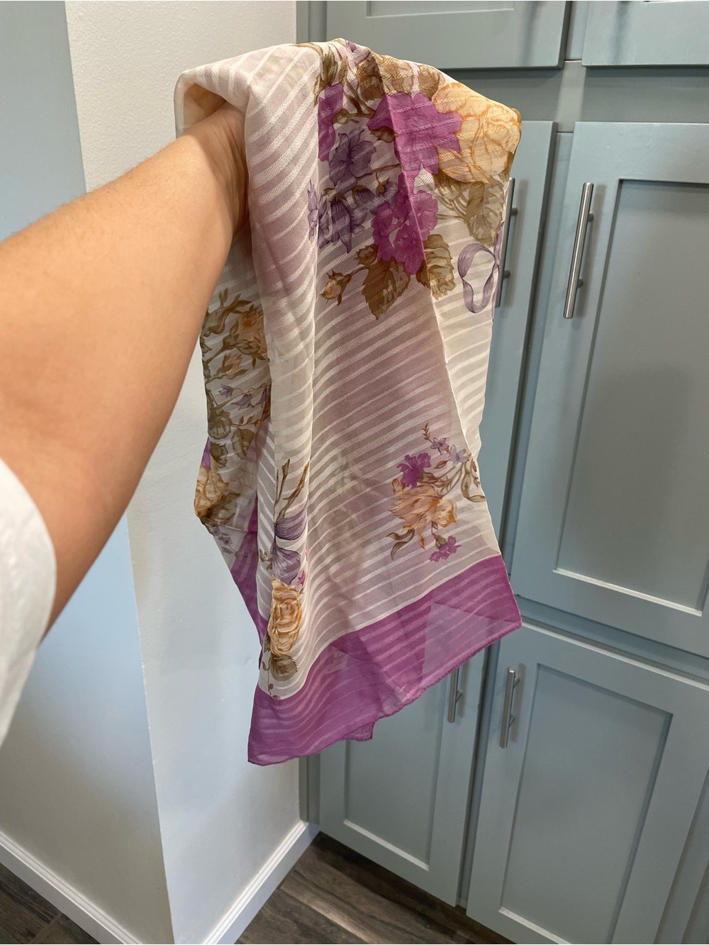 Adrienne Vittadini Floral Sheer Scarf in Lavender, Cream and Gold